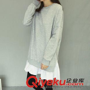 9月17號(hào)新款發(fā)布 2015秋裝新款寬松小高領(lǐng)衛(wèi)衣拼接百褶假兩件連衣裙 K992原始圖片2