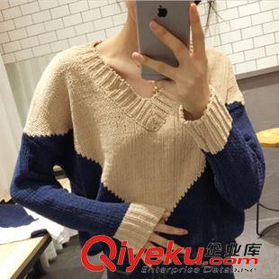 9月16號新款發(fā)布 2015秋裝新款針織幾何圖案V領(lǐng)長袖毛衣外套 H593原始圖片2