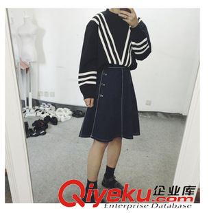 9月16號新款發(fā)布 2015秋復(fù)古撞色鑲邊開衫女 撞色長袖針織衫 S261