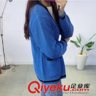 9月16號新款發(fā)布 2015秋復(fù)古撞色鑲邊開衫女 撞色長袖針織衫 S261原始圖片3