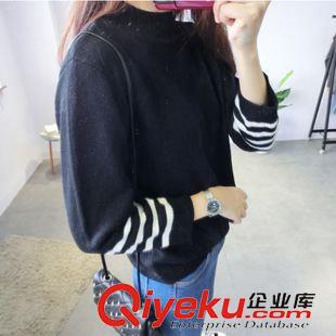 9月16號(hào)新款發(fā)布 2015秋裝新款時(shí)尚條紋撞色長(zhǎng)袖圓領(lǐng)套頭針織毛衣 S259原始圖片2