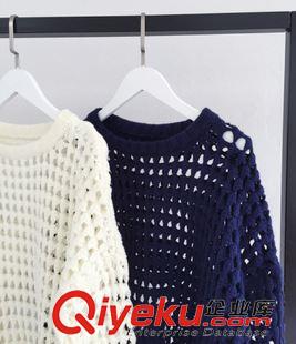 9月15號新款發(fā)布 2015秋季女裝新款 鏤空洞洞超有feel隨意感寬松版套頭毛衣 Y786原始圖片3