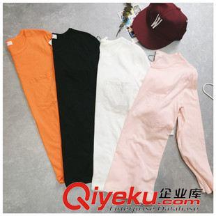 9月14號新款發(fā)布 2015秋裝基礎(chǔ)款莫代爾純色打底衫 女 百搭寬松口袋長袖T恤 X309原始圖片2
