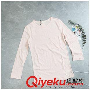 9月14號新款發(fā)布 2015秋裝基礎(chǔ)款莫代爾純色打底衫 女 百搭寬松口袋長袖T恤 X309原始圖片3