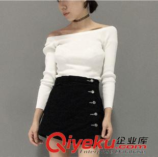 9月14號(hào)新款發(fā)布 2015初秋新款復(fù)古長(zhǎng)袖上衣 螺紋一字領(lǐng)T恤女  7255原始圖片2
