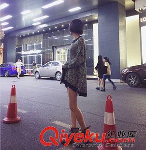 9月14號新款發(fā)布 2015新品鏤空拼色圓領(lǐng)寬袖蝙蝠袖中長款毛衣 Y770原始圖片2