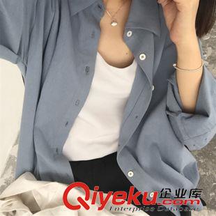 9月8號新款發(fā)布 2015秋裝新款簡約經(jīng)典翻領(lǐng)長袖女士BF寬松襯衫襯衣 B37原始圖片2