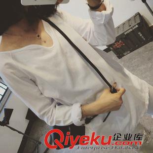 8月20號(hào)新款發(fā)布 2015秋季新品 必入純色V領(lǐng)T恤基本款寬松長袖中長款t恤 X238原始圖片3