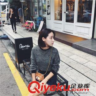 8月19號新款發(fā)布 2015早秋新款撞色拼色寬松百搭長袖短褲套頭針織衫 S189原始圖片2