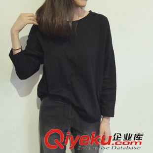 8月17號新款發(fā)布 2015秋季新款竹節(jié)棉寬松圓領(lǐng)百搭純色蝙蝠袖T恤 B30原始圖片2