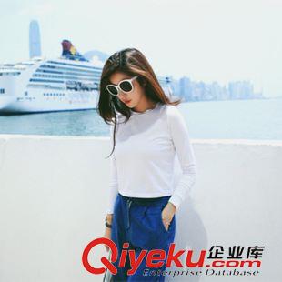 8月14號新款發(fā)布 2015秋季新品 兩色圓領(lǐng)后背鏤空修身長袖T恤女上衣 P387原始圖片2