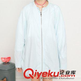 8月11號新款發(fā)布 2015秋季新款純色中長款寬松長袖棒球外套風(fēng)衣衫女 M124原始圖片3
