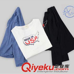 8月11號新款發(fā)布 2015秋裝新款百搭竹節(jié)棉印花寬松長袖休閑T恤女 K951原始圖片3