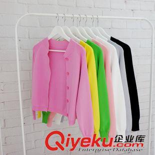 8月10號新款發(fā)布 2015韓國東大門經(jīng)典百搭馬卡龍?zhí)枪樋椥奚盹@瘦開衫 K126原始圖片3