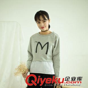 衛(wèi)衣 2015秋季新款百搭學(xué)院風(fēng)V領(lǐng)寬松撞色套頭衛(wèi)衣女長(zhǎng)袖 7220