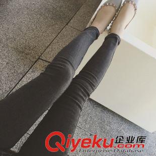 牛仔褲 2015秋裝新款超顯瘦復古修身煙灰色小腳牛仔褲 女 A61