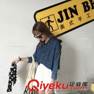 牛仔襯衫 2015秋冬新品女裝仿舊洗水雪花長(zhǎng)袖牛仔襯衫 X414原始圖片2