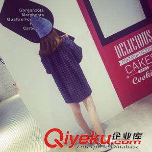 連衣裙 2015秋季新品復古寬松V領長袖系帶格子連衣裙女 P250