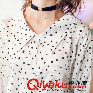 8月31 NEW! 韓國初秋新款學(xué)院風(fēng)休閑百搭寬松五角星翻領(lǐng)長袖襯衫原始圖片2