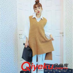 8月27 NEW! 韓國2015東大門秋裝新款時(shí)尚百搭長款V領(lǐng)背心針織連衣裙
