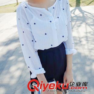 8月25 NEW! 韓國東大門Cherrykoko官網(wǎng)代購薄款可愛小星星印花長袖襯衫 女