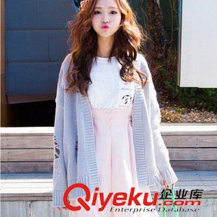 8月24 NEW! 韓國(guó)2015秋冬新款michyeora官網(wǎng)代購(gòu) 個(gè)性破洞款開(kāi)衫毛衣外套 女