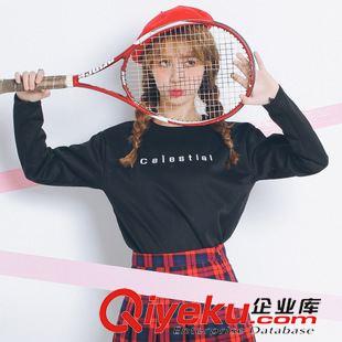 8月20 NEW! 實拍 2015秋裝新款韓版女學(xué)院字母印花圓領(lǐng)太空棉寬松長袖衛(wèi)衣女原始圖片2