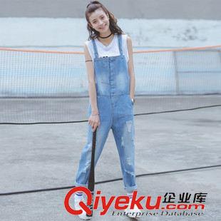 8月14 NEW! 實拍2015秋裝新款韓版寬松顯瘦休閑破洞牛仔連體褲背帶褲女潮原始圖片2