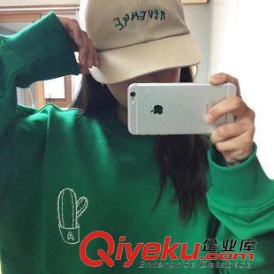 8月13 NEW!大量現貨 2015韓版原宿仙人掌印花刺繡純棉套頭衛衣男女款