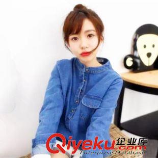 8月09 NEW! 韓國(guó)東大門2015年小清新蕾絲花邊拼接寬松綁帶中長(zhǎng)款襯衣女襯衫