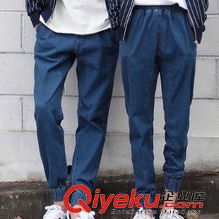 8月08 NEW! 韓國(guó)ulzzang學(xué)院風(fēng)松緊腰寬松顯瘦牛仔褲情侶哈倫褲小腳九分長(zhǎng)褲原始圖片3