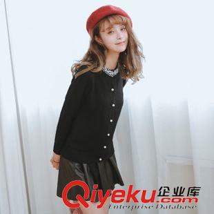 8月08 NEW! 韓國東大門官網(wǎng)代購2015秋冬{zx1}款 純色領(lǐng)子釘珠毛衣開衫外套女原始圖片2