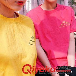 未分類 韓國ulzzang簡約三角形糖果色寬松閨蜜T恤男女短袖t恤閨蜜情侶款原始圖片3