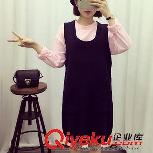 9.25 韓國(guó)秋裝新款2015時(shí)尚海軍風(fēng)寬松百搭V領(lǐng)條紋撞色針織毛衣女