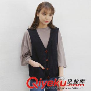 9.25 實(shí)拍2015韓國(guó)ulzzang秋冬季甜美百搭撞色粗條紋寬松休閑套頭毛衣