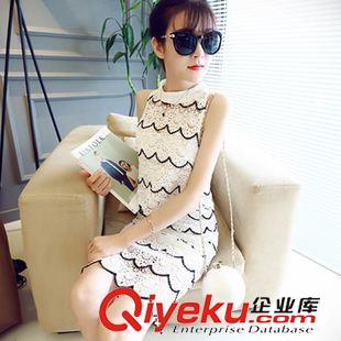 中端女裝夏天時尚套裝 阿里巴巴批發網女裝2015夏季氣質優雅別致波浪蕾絲套裝7-2