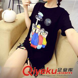 中端女裝夏天t恤 阿里巴巴批發(fā)網(wǎng)女裝2015夏季新款卡通保齡球下擺流蘇長T6-27原始圖片2