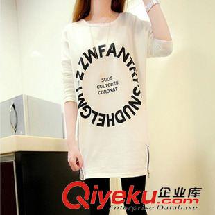 中端女裝秋冬衛(wèi)衣 阿里巴巴女學(xué)生韓潮女裝大碼寬松長版t恤女長袖上衣長款包臀9-24原始圖片2