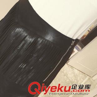 中端女裝秋冬半身裙 阿里巴巴秋季新款韓流蘇拼接潮范機車A字裙包臀顯瘦半身皮裙9-26