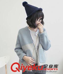 gd女裝秋冬毛衣 阿里巴巴女秋季新款針織衫女拉鏈開(kāi)衫拼色長(zhǎng)袖夾克毛衣外套9-3原始圖片2