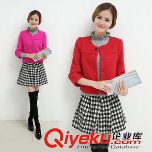高端女裝秋冬百搭外套 阿里巴巴實(shí)拍韓版女裝小香風(fēng)七分袖羊毛呢子大衣短款毛呢外套10-2原始圖片2