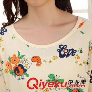 9月女裝 秋冬季純棉長袖修身可愛印花女士兩件套休閑可外出睡衣原始圖片2