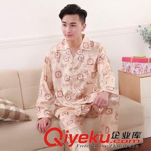 男裝 秋冬男士長袖韓版絲綢印花大碼家居服兩件套爆款廠家源頭貨質量好