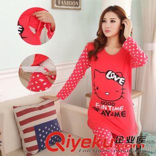 月子服.孕婦裝.喂奶衣 秋冬爆款孕婦裝韓版月子服長袖哺乳衣牛奶絲外出KT貓女士睡衣套裝