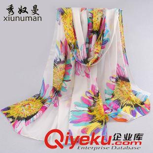 未分類 春季加長絨雪紡大圍巾女夏防曬披肩遮陽沙灘紗巾韓國百搭春秋絲巾原始圖片2
