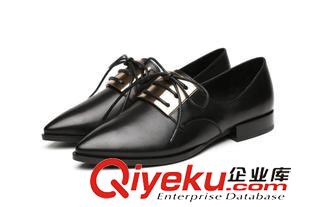 秋季熱賣款            新款zp平底女式單鞋 女款單鞋金屬裝飾前系帶女秋鞋原始圖片2