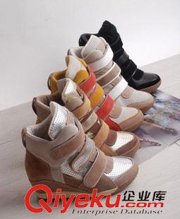 沖鉆產(chǎn)品 2014年流行新款 魔術(shù)貼高跟坡跟女鞋 內(nèi)增高休閑鞋 保暖高幫鞋