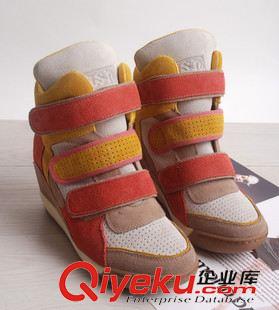 沖鉆產(chǎn)品 2014年流行新款 魔術(shù)貼高跟坡跟女鞋 內(nèi)增高休閑鞋 保暖高幫鞋原始圖片2