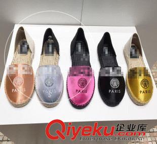 單鞋 2015休閑字母漁夫鞋田刺繡草編底包頭中空懶人鞋女絲綢農(nóng)夫潮款原始圖片2