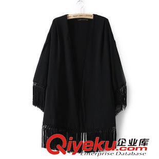 和服款 AHE51229       2015春季新款欧美时尚宽松蝙蝠袖流苏和服式外套